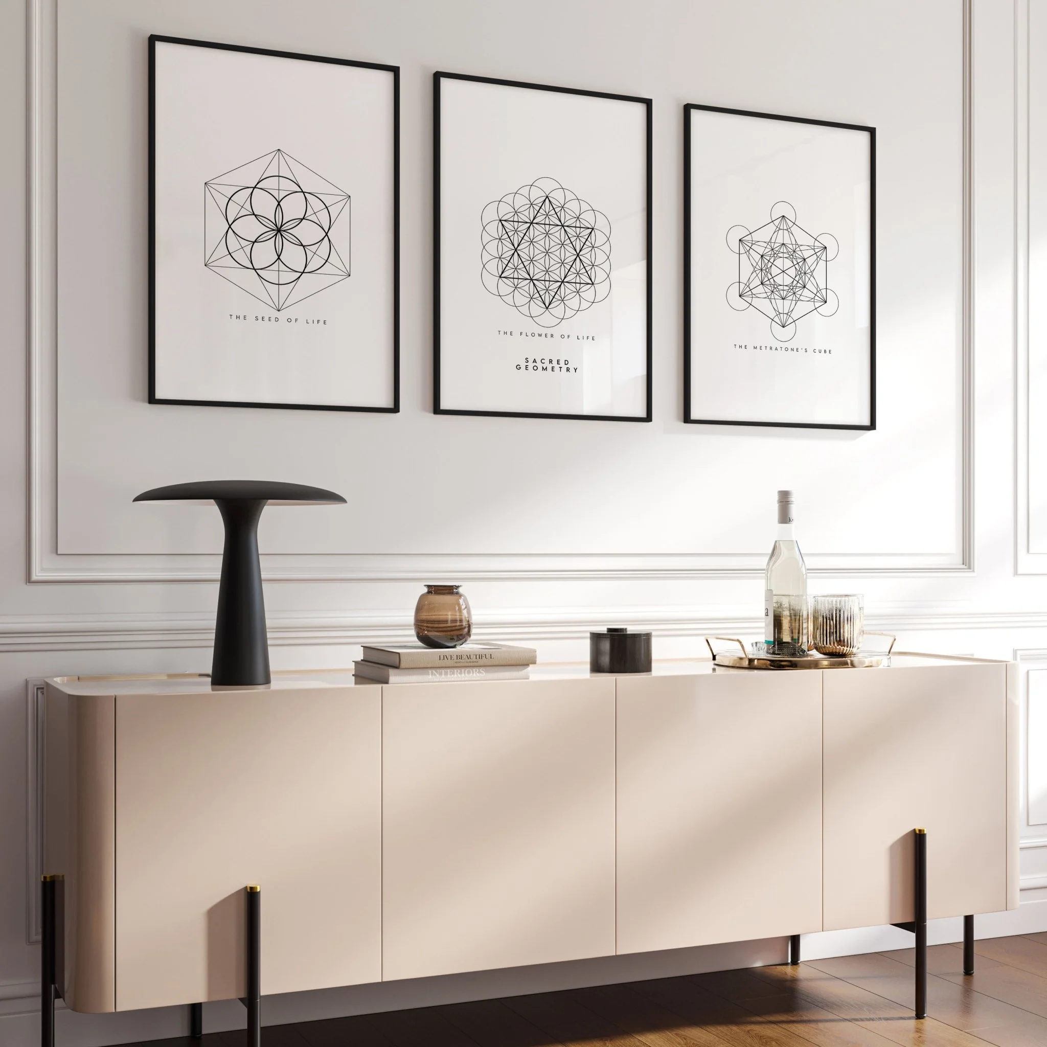 Canvas Pictures For Living Room | Set of 3 Sacred Geometry Wall art Prints - Image 10