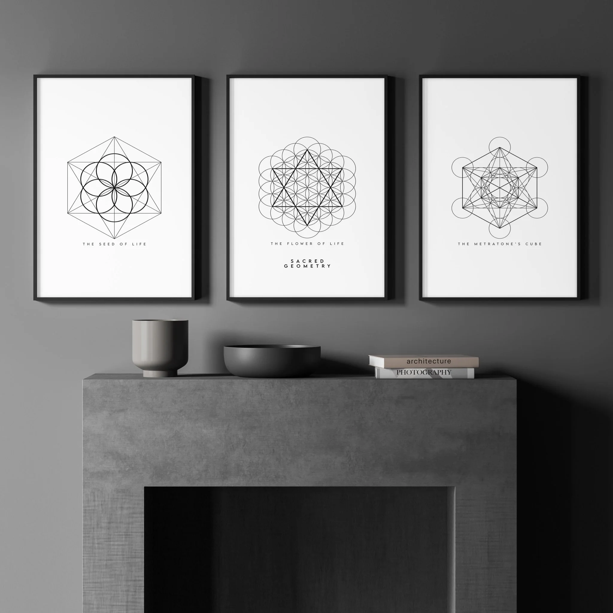 Canvas Pictures For Living Room | Set of 3 Sacred Geometry Wall art Prints - Image 11