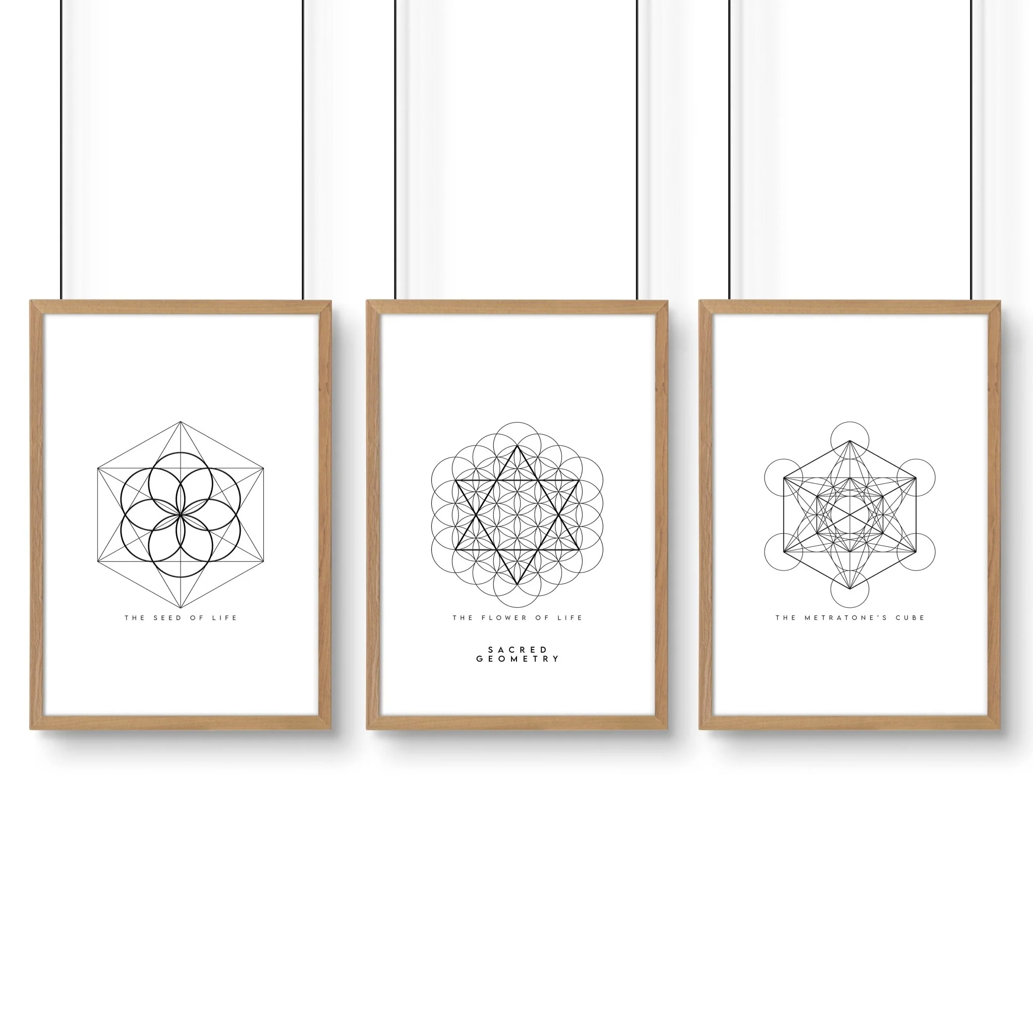 Canvas Pictures For Living Room | Set of 3 Sacred Geometry Wall art Prints - Image 19