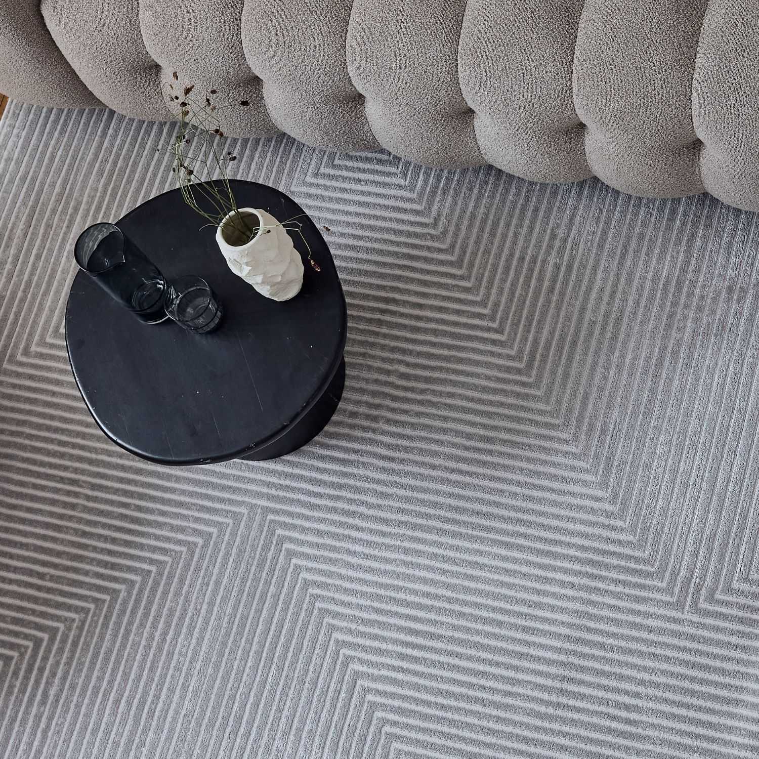 Carmel Grey-Cream Geometric Rug | 6050 - Image 7