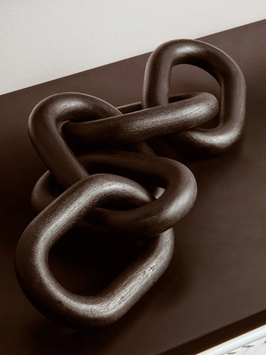 Cato 5 Link Black Wood Chain Sculpture - Image 10