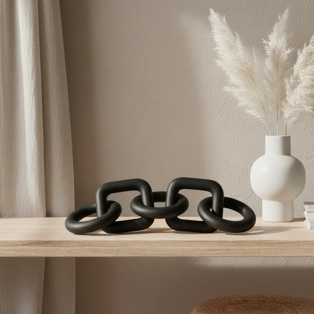 Cato 5 Link Black Wood Chain Sculpture - Image 3