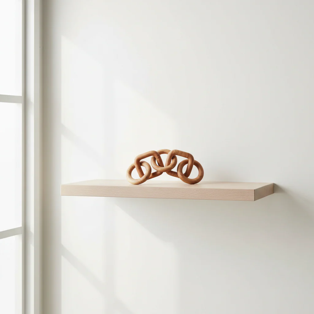 Cato 5 Link Natural Wood Chain Sculpture - Image 3