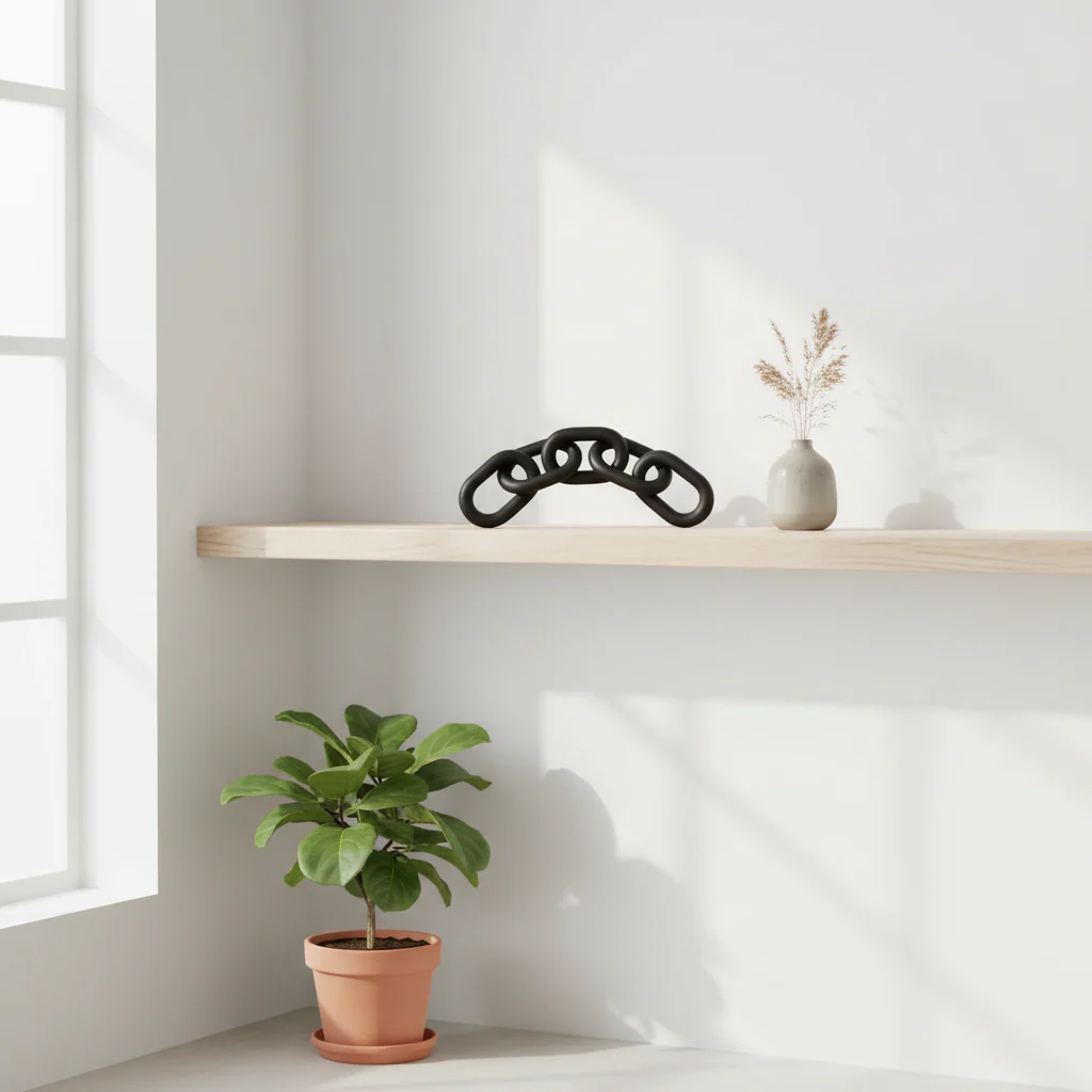 Cato Black Wood 5 Link Chain Sculpture - Image 3