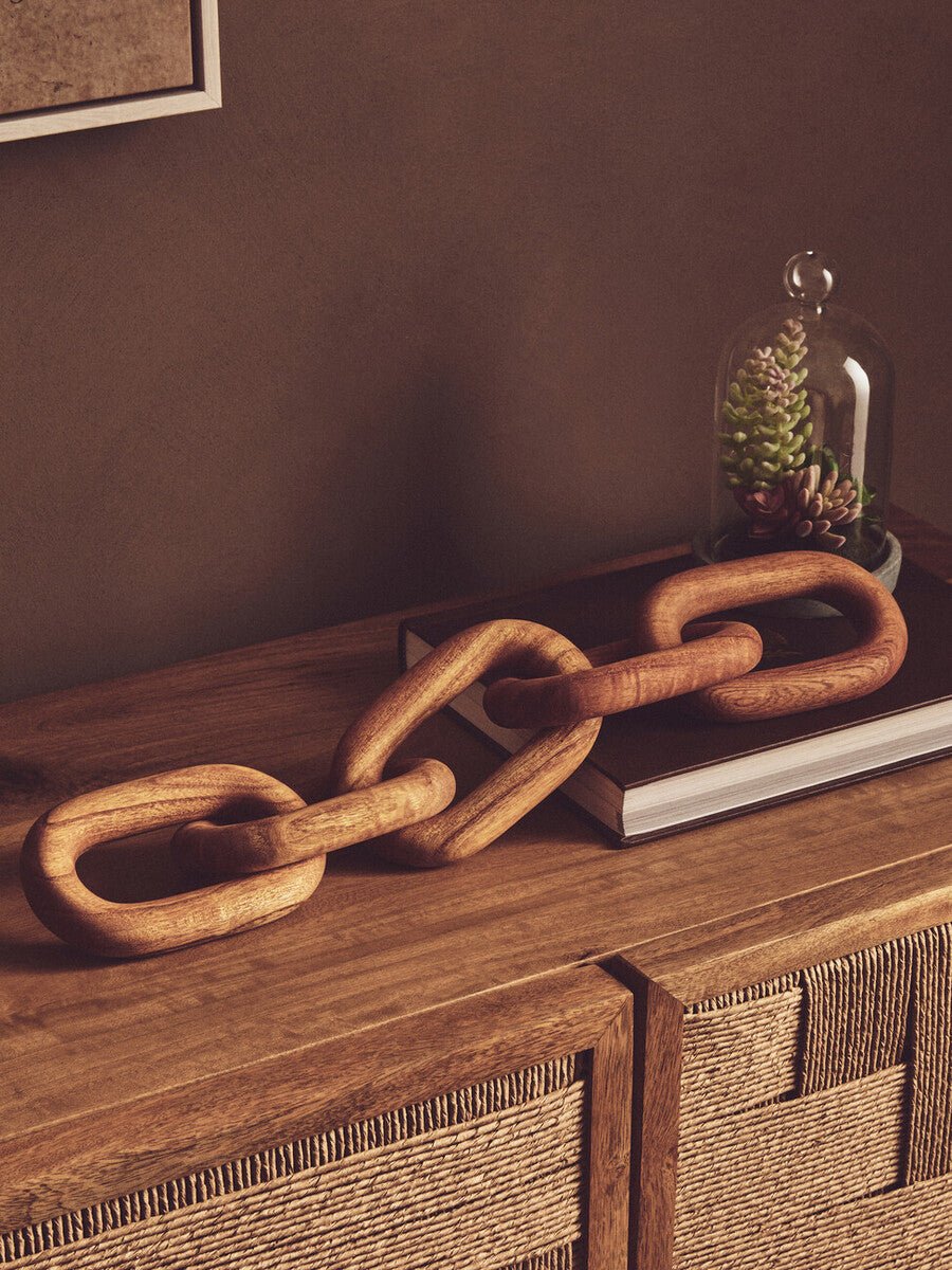 Cato Brown Wood 5 Link Chain Sculpture - Image 5