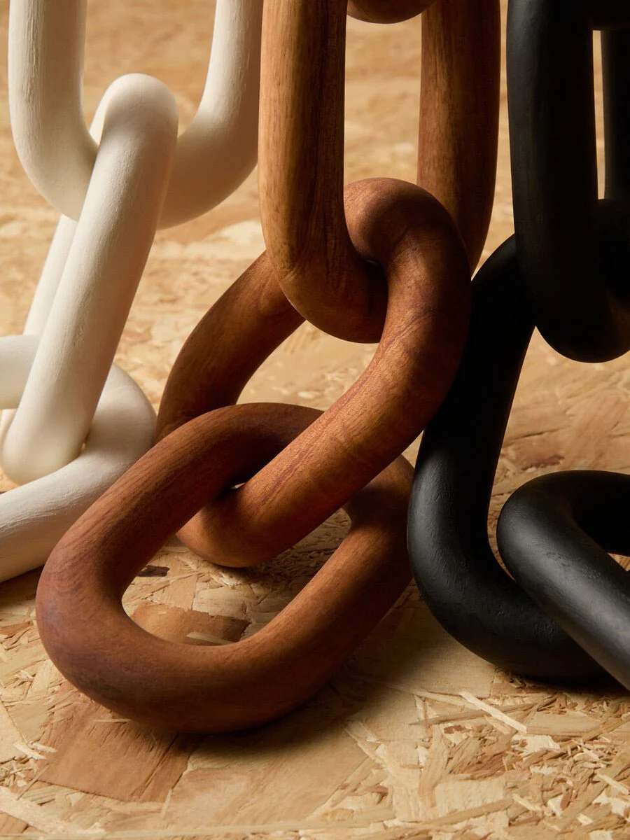 Cato Brown Wood 5 Link Chain Sculpture - Image 6