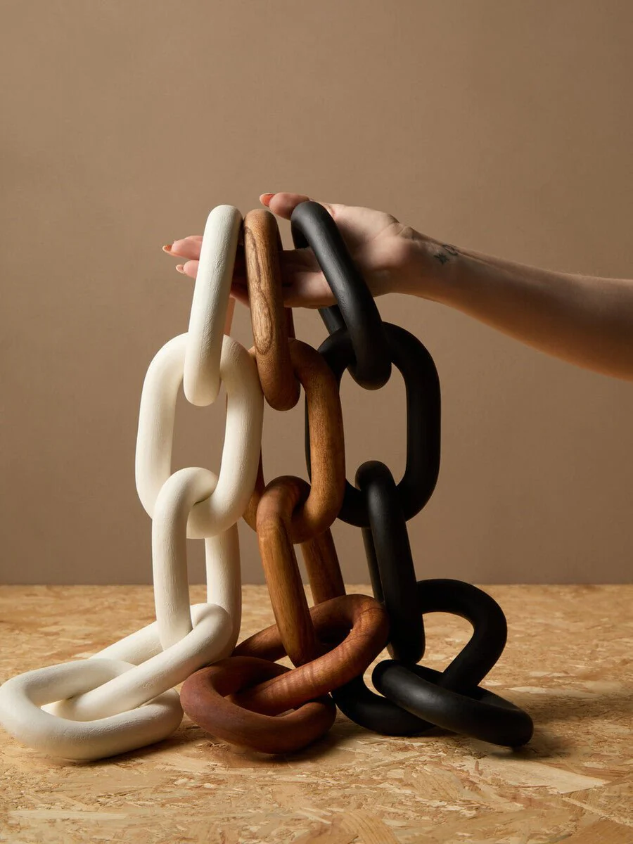 Cato Brown Wood 5 Link Chain Sculpture - Image 7