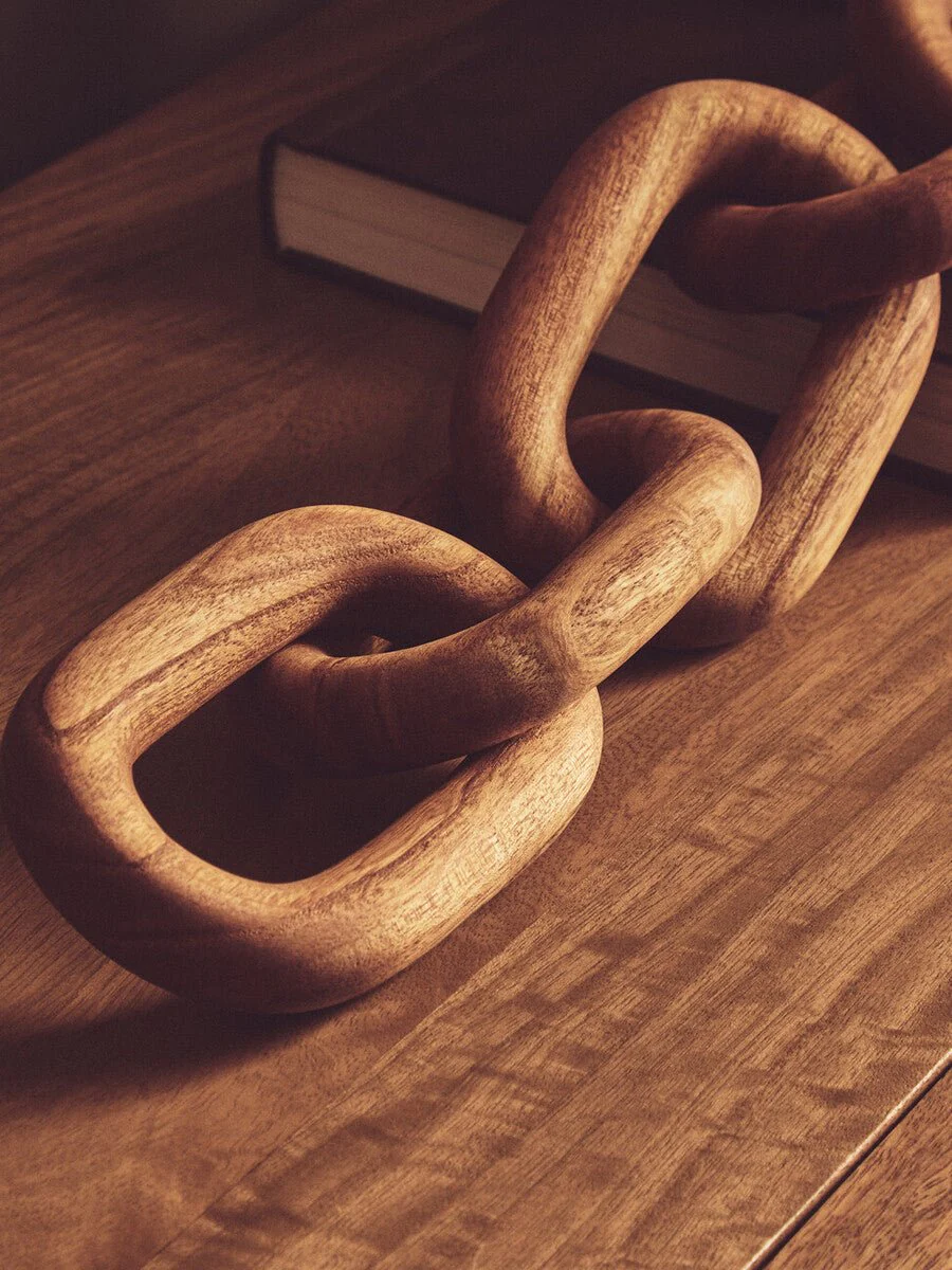 Cato Brown Wood 5 Link Chain Sculpture - Image 8