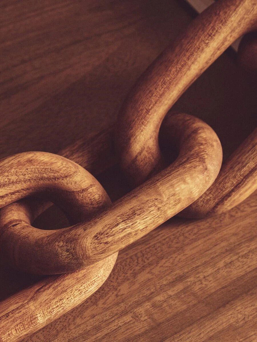 Cato Brown Wood 5 Link Chain Sculpture - Image 9