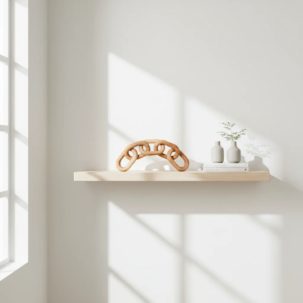 Cato Natural Wood 5 Link Chain Sculpture - Image 3