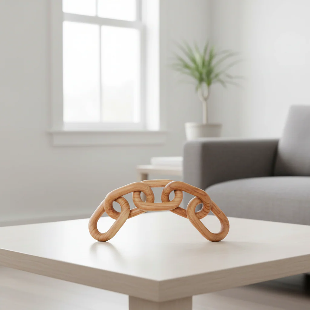 Cato Natural Wood 5 Link Chain Sculpture - Image 4