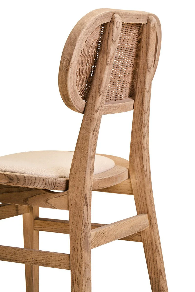 Cebu Beige Fabric and Grey Wash Elm Wood Dining Chair - Image 13