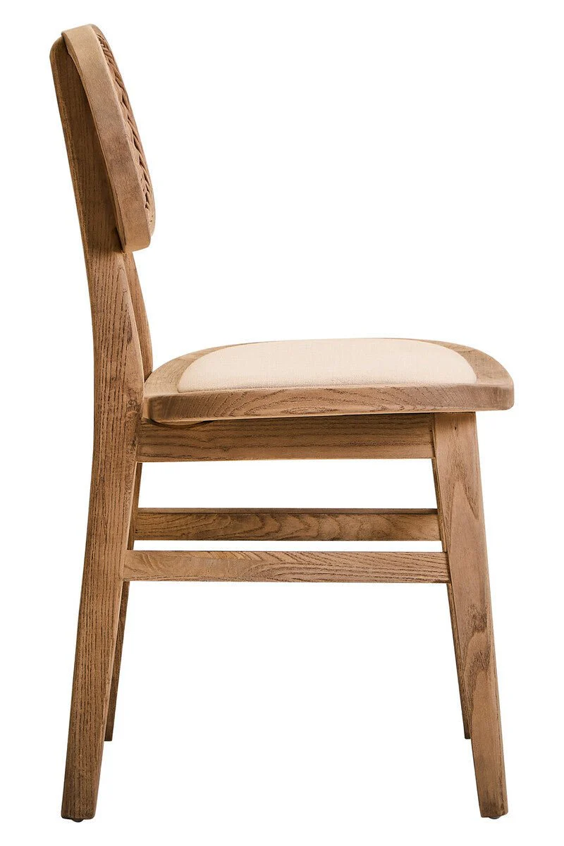 Cebu Beige Fabric and Grey Wash Elm Wood Dining Chair - Image 7