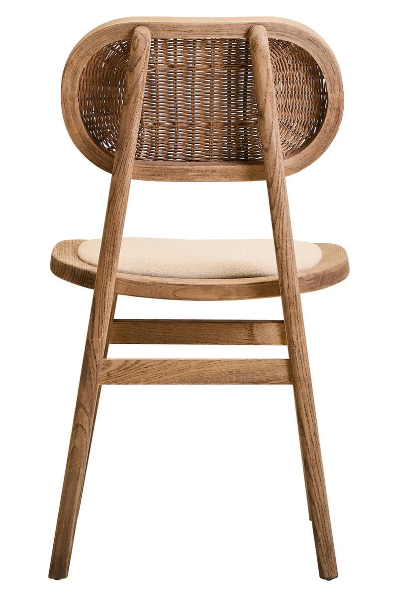 Cebu Beige Fabric and Grey Wash Elm Wood Dining Chair - Image 8
