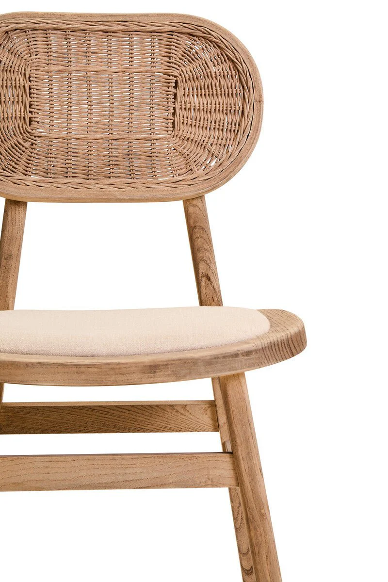 Cebu Beige Fabric and Grey Wash Elm Wood Dining Chair - Image 9