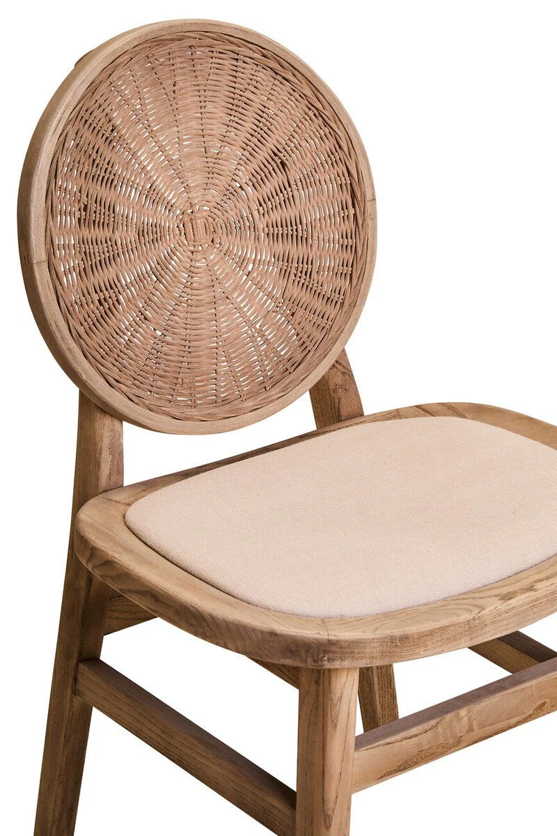 Cebu Beige Fabric and White Wash Elm Wood Dining Chair - Image 10