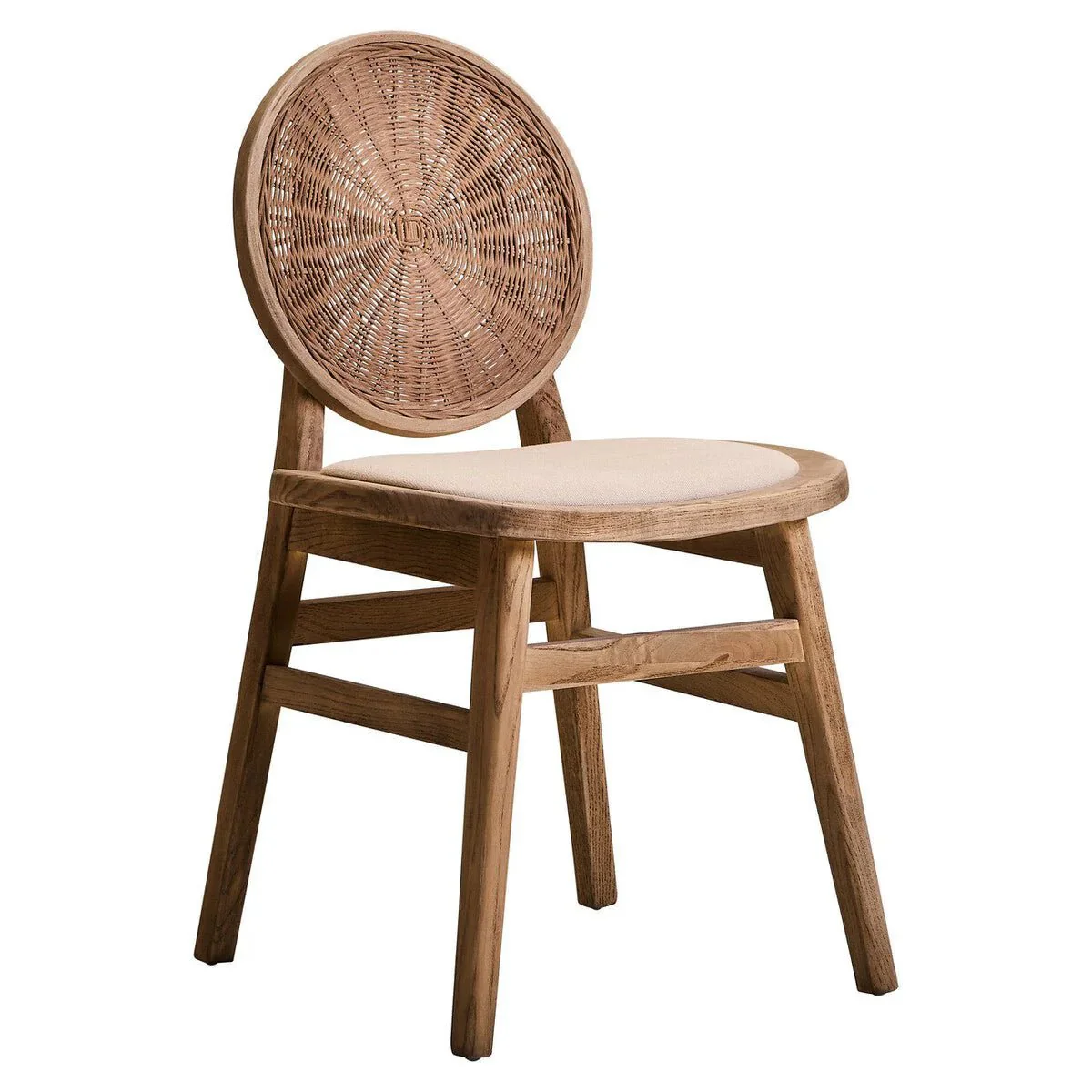 Cebu Beige Fabric and White Wash Elm Wood Dining Chair - Image 5