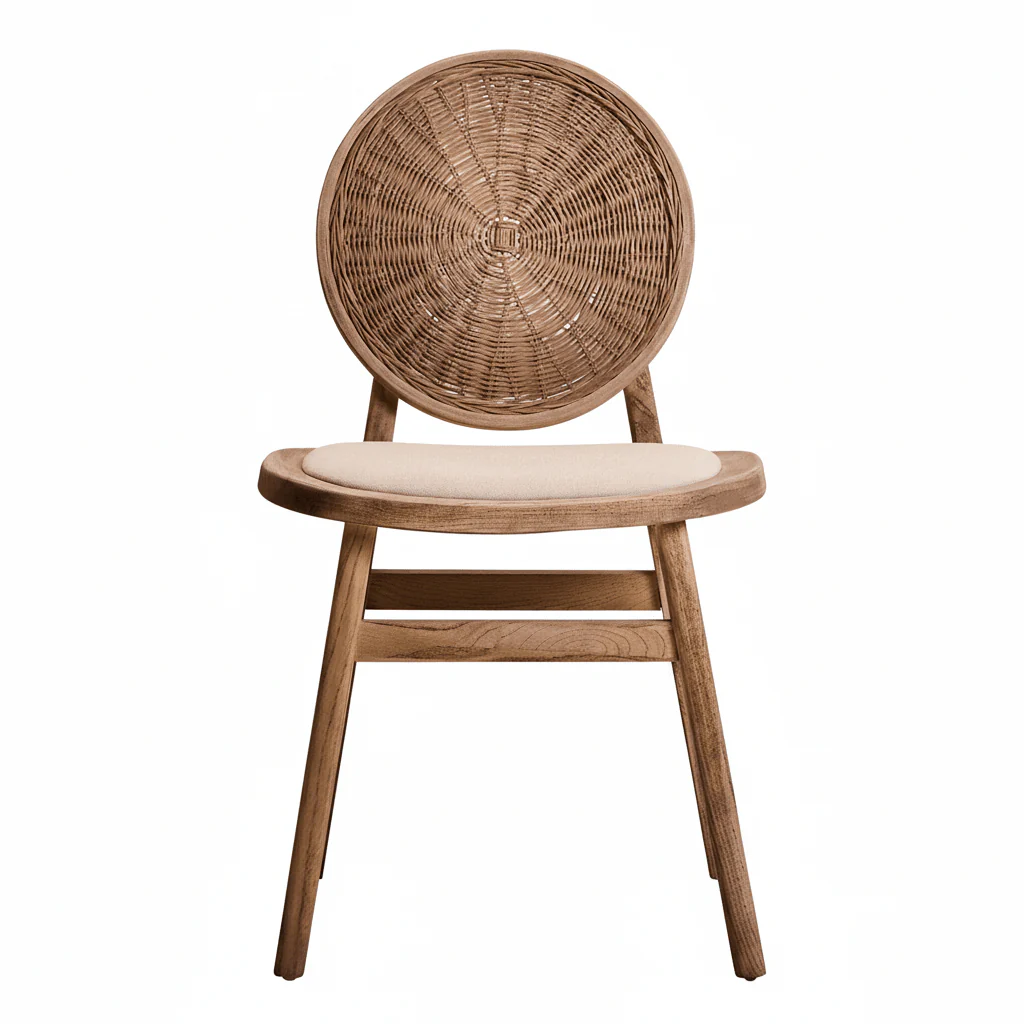 Cebu Beige Fabric and White Wash Elm Wood Dining Chair - Image 6
