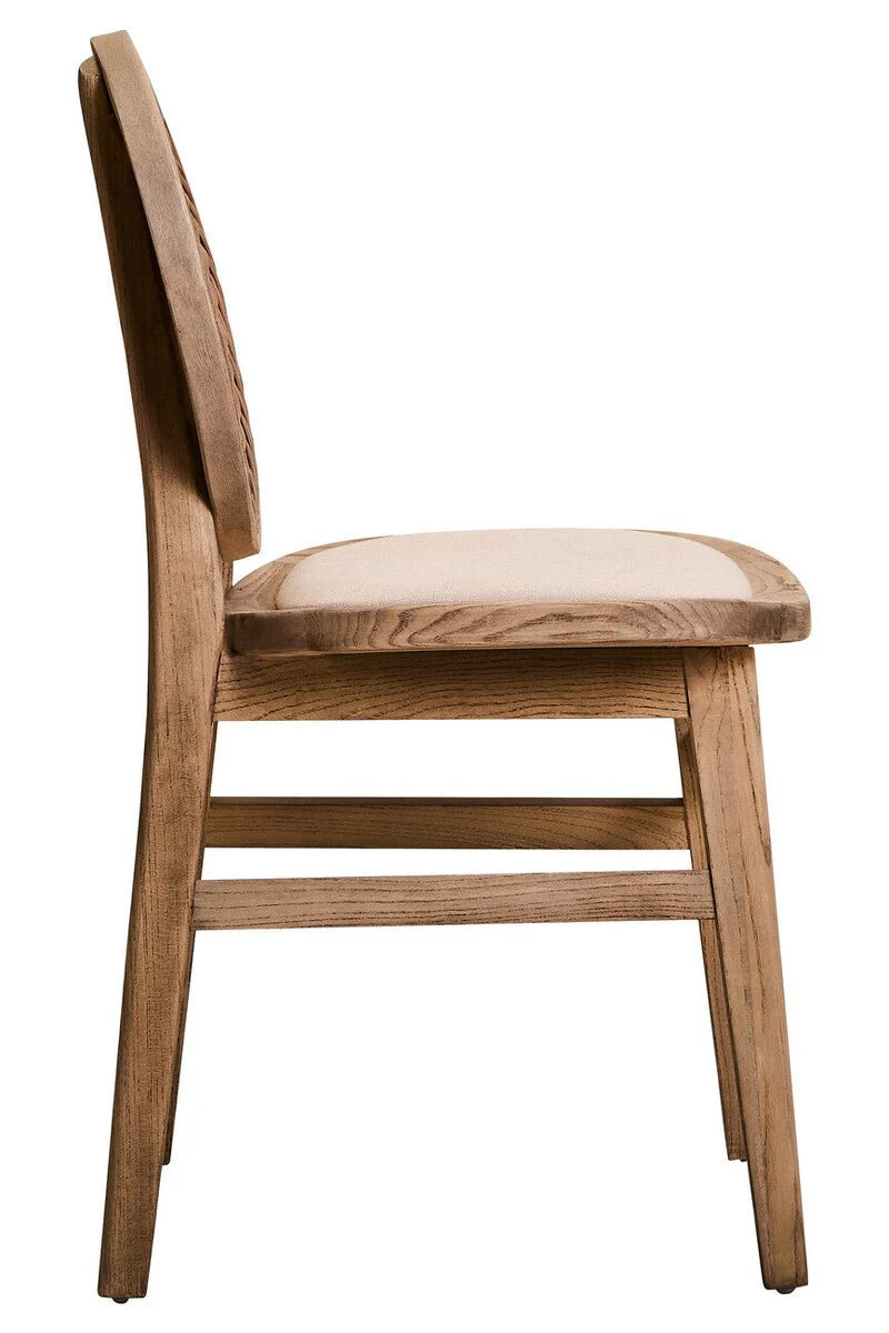 Cebu Beige Fabric and White Wash Elm Wood Dining Chair - Image 7