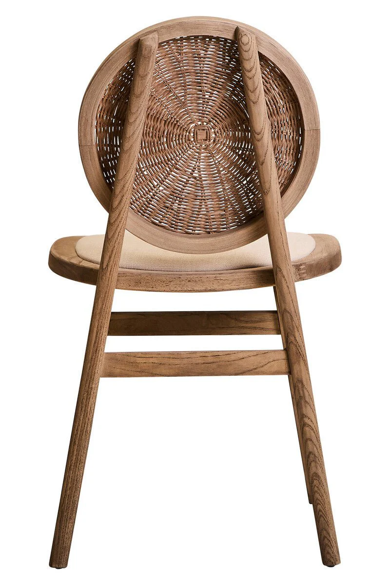 Cebu Beige Fabric and White Wash Elm Wood Dining Chair - Image 8
