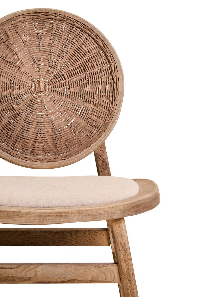Cebu Beige Fabric and White Wash Elm Wood Dining Chair - Image 9