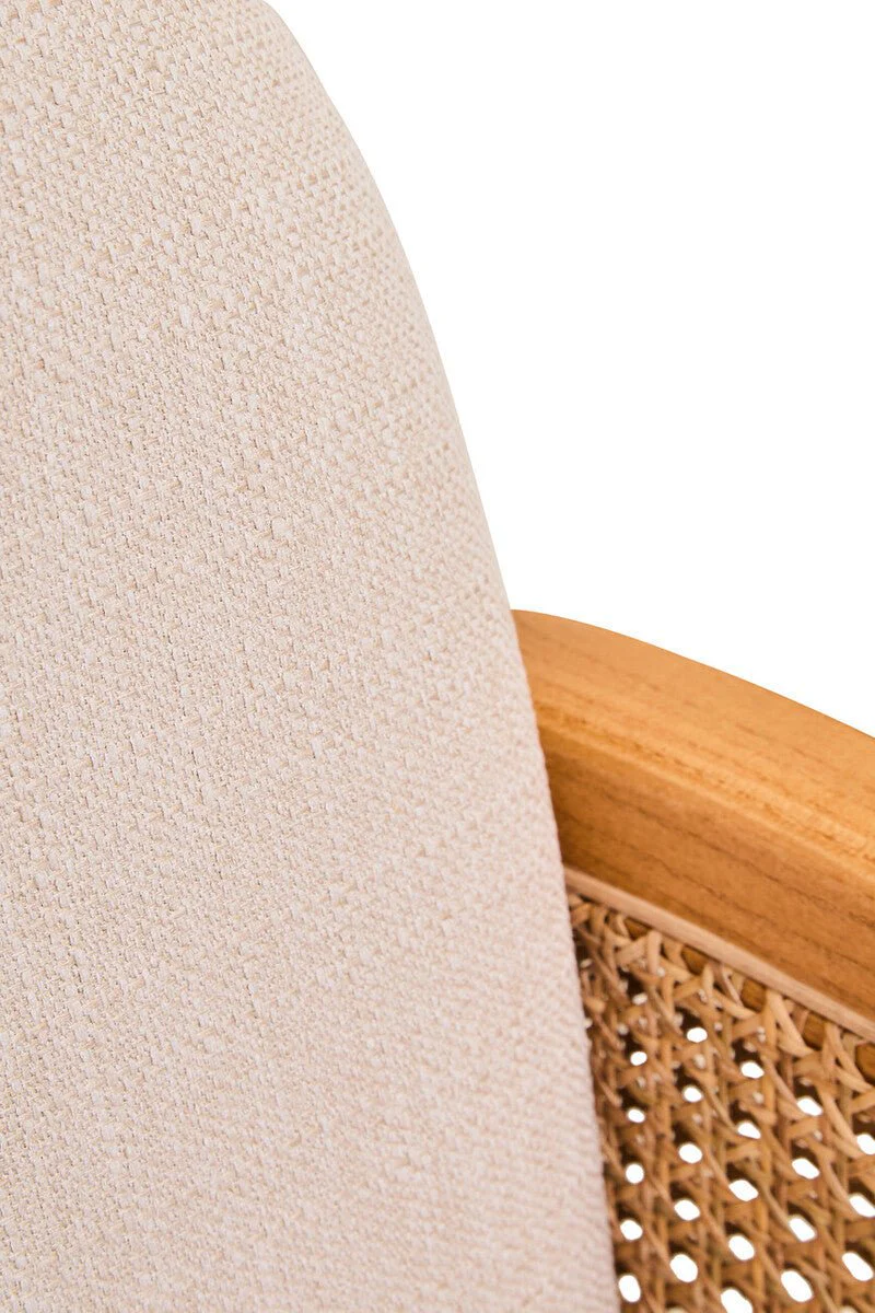 Cebu Ivory Fabric and Cane Chair with Elm Wood Legs - Image 12