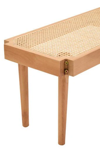 Cebu Natural Cane and Beech Wood Bench - Image 8