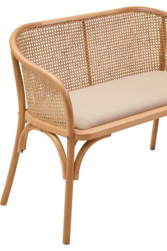 Cebu Natural Cane and Beech Wood Bench with Backrest - Image 13