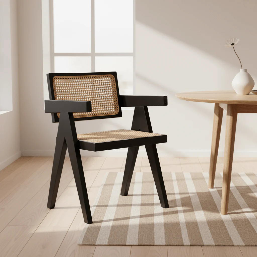 Cebu Natural Cane and Black Beech Wood Dining Chair - Image 3