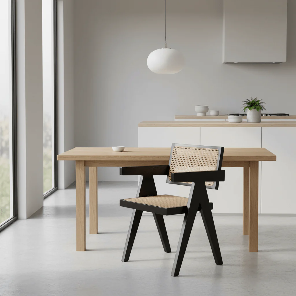 Cebu Natural Cane and Black Beech Wood Dining Chair - Image 4