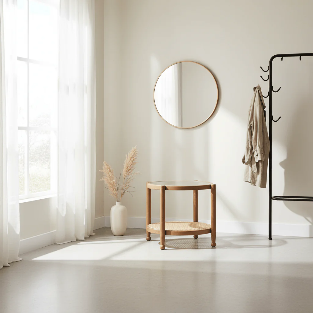 Cebu Natural Cane and Grey Wash Elm Wood Side Table - Image 4