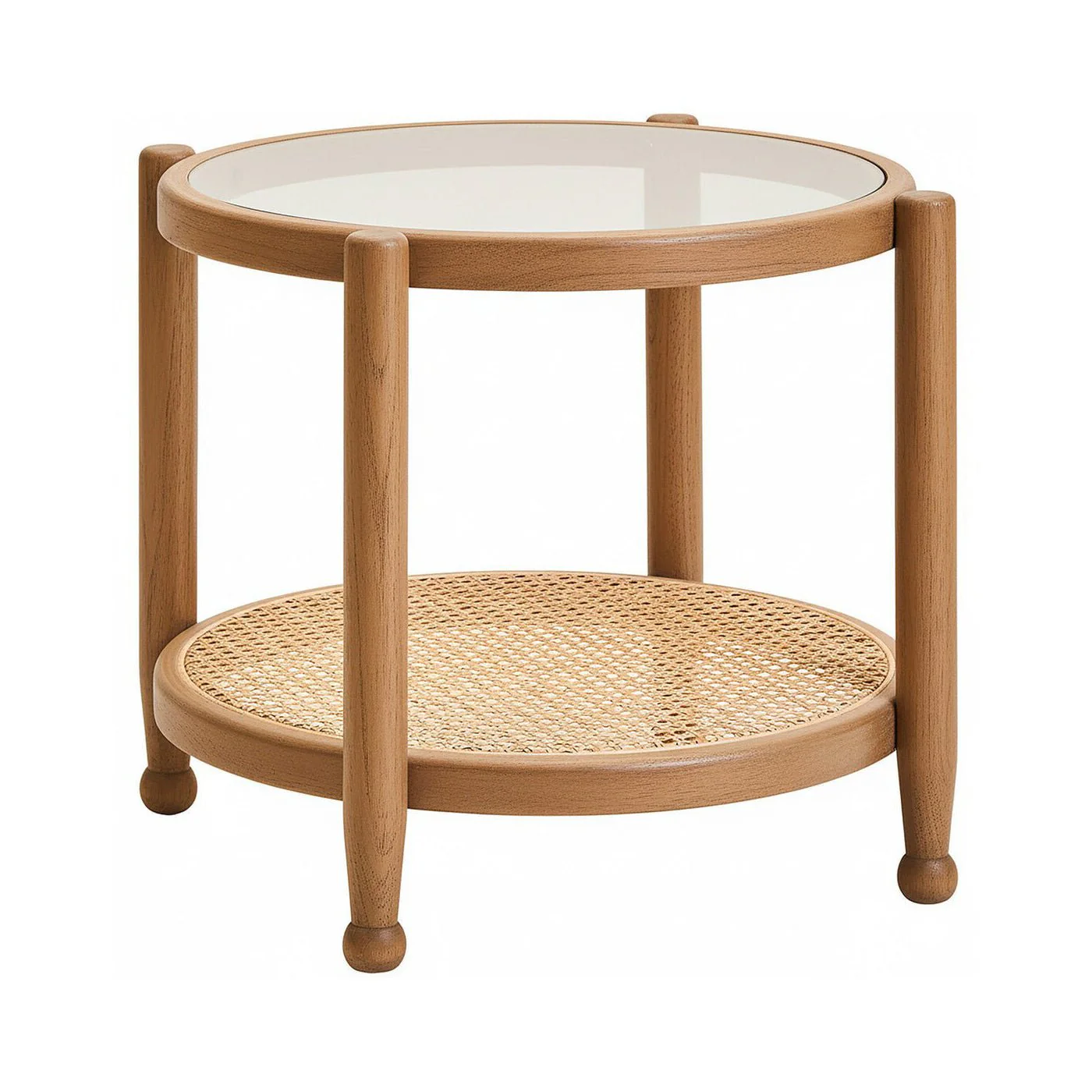 Cebu Natural Cane and Grey Wash Elm Wood Side Table - Image 5