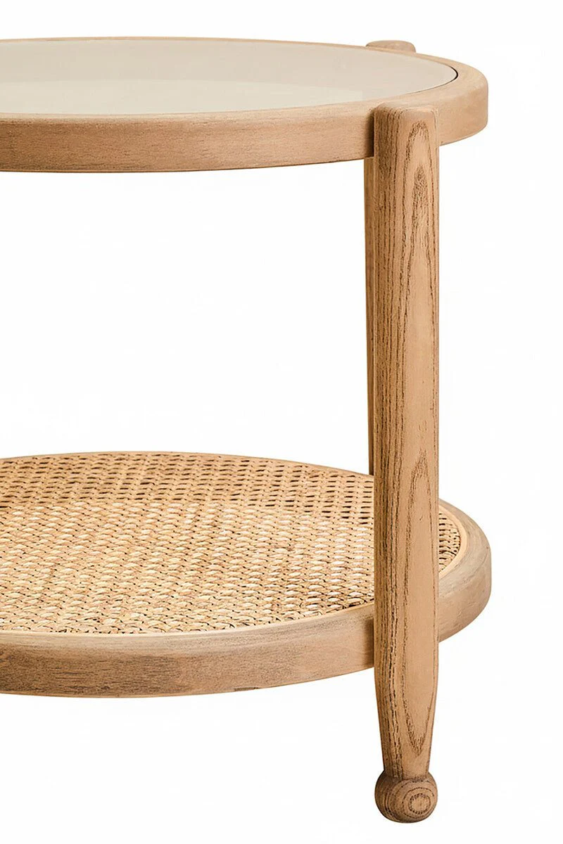 Cebu Natural Cane and Grey Wash Elm Wood Side Table - Image 7