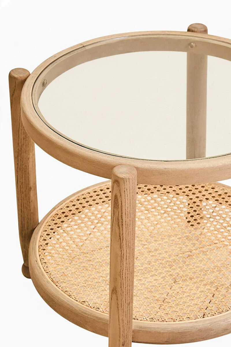 Cebu Natural Cane and Grey Wash Elm Wood Side Table - Image 8