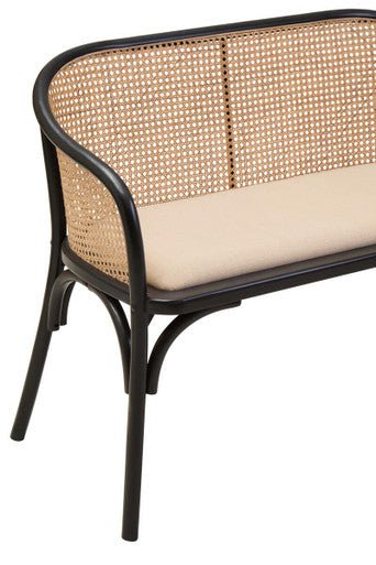 Cebu Natural Cane Bench with Black Beech Wood Frame - Image 13
