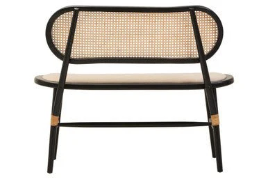 Cebu Natural Cane Bench with Black Elm Wood Frame - Image 7