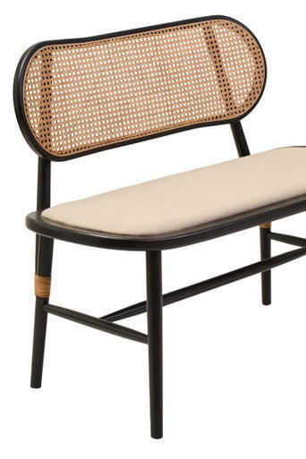 Cebu Natural Cane Bench with Black Elm Wood Frame - Image 9