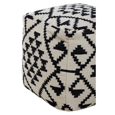 Cefena Square Black and White Patterned Pouffe - Image 6