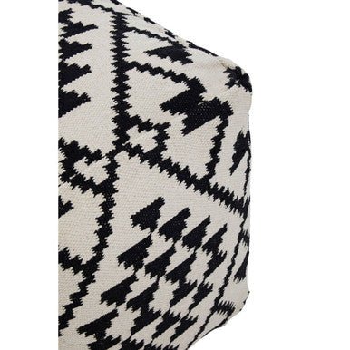 Cefena Square Black and White Patterned Pouffe - Image 7