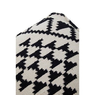 Cefena Square Black and White Patterned Pouffe - Image 8