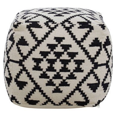 Cefena Square Black and White Patterned Pouffe - Image 9