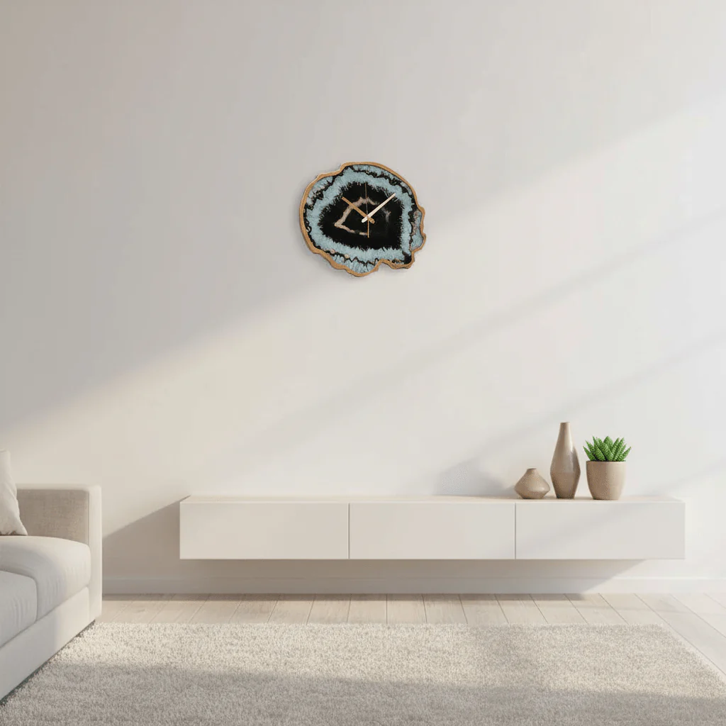 Celina Black And Gold Agate Effect Wall Clock - Image 4