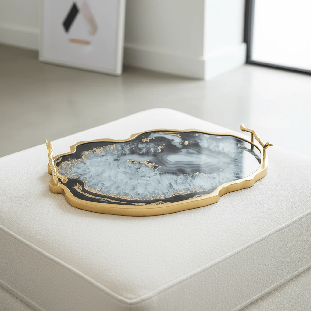 Celina Black And Gold Agate Tray - Image 4