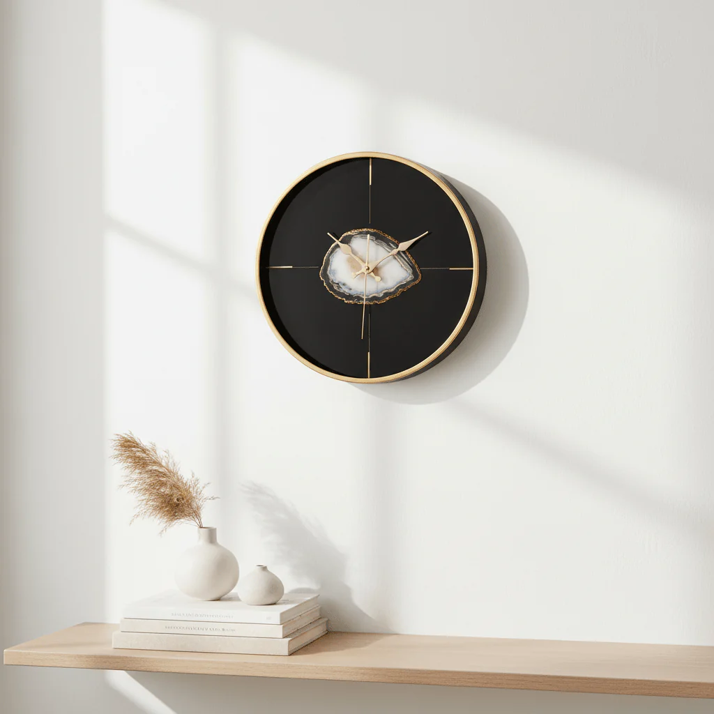 Celina Black And Gold Round Wall Clock - Image 3