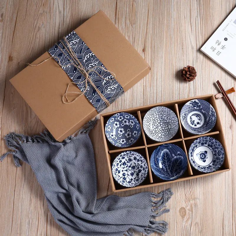 Ceramic Tableware Set - Blue and White Porcelain Bowls - Image 2