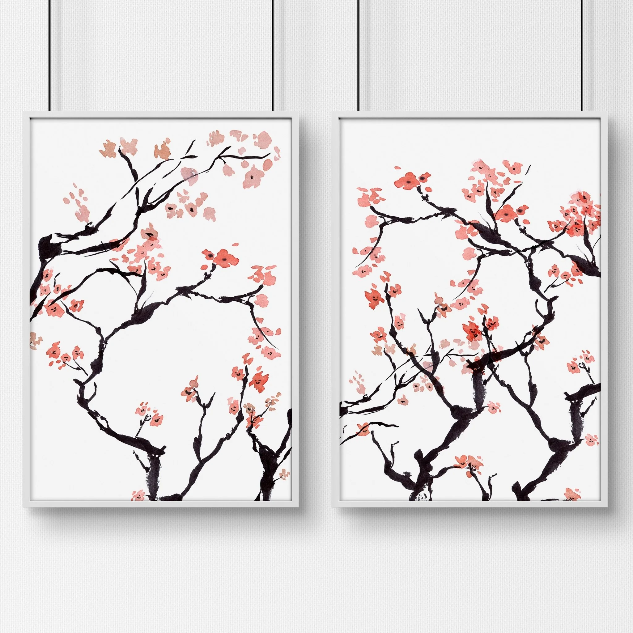 Cherry blossom wall art for home office | Set of 2 wall art prints - Image 6