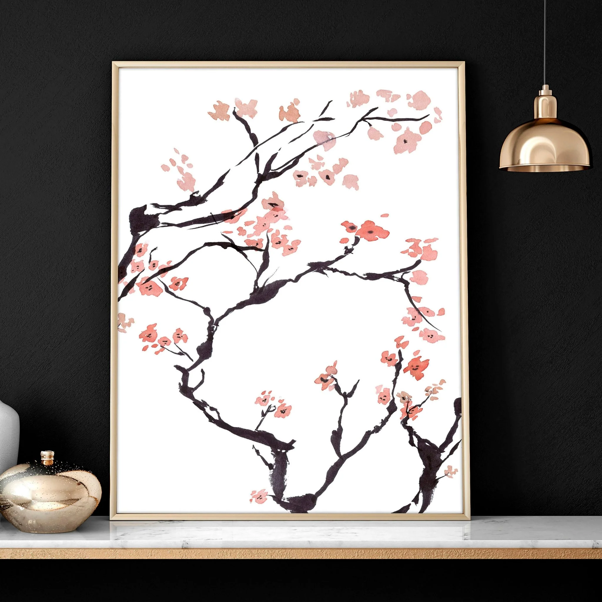 Cherry blossoms wall art | Set of 2 wall art prints - Image 3