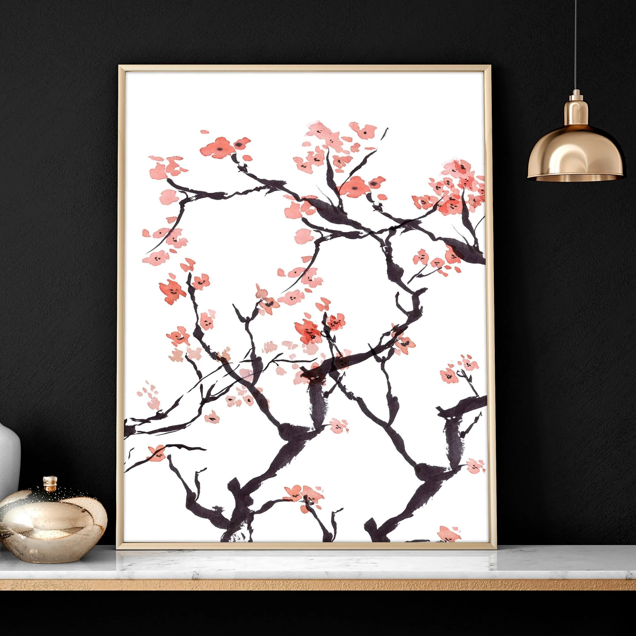 Cherry blossoms wall art | Set of 2 wall art prints - Image 4