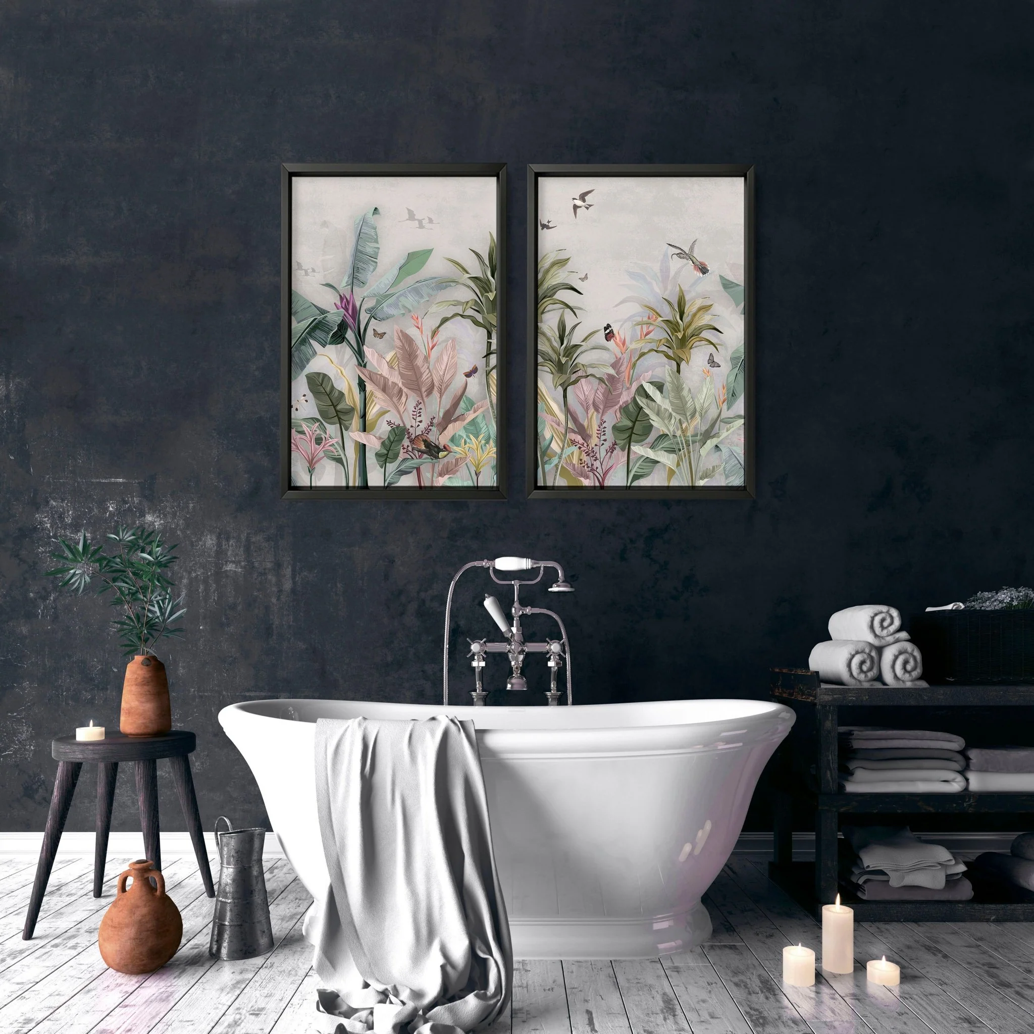 Pictures for bathroom | set of 2 Chinoiserie wall art prints - Image 4