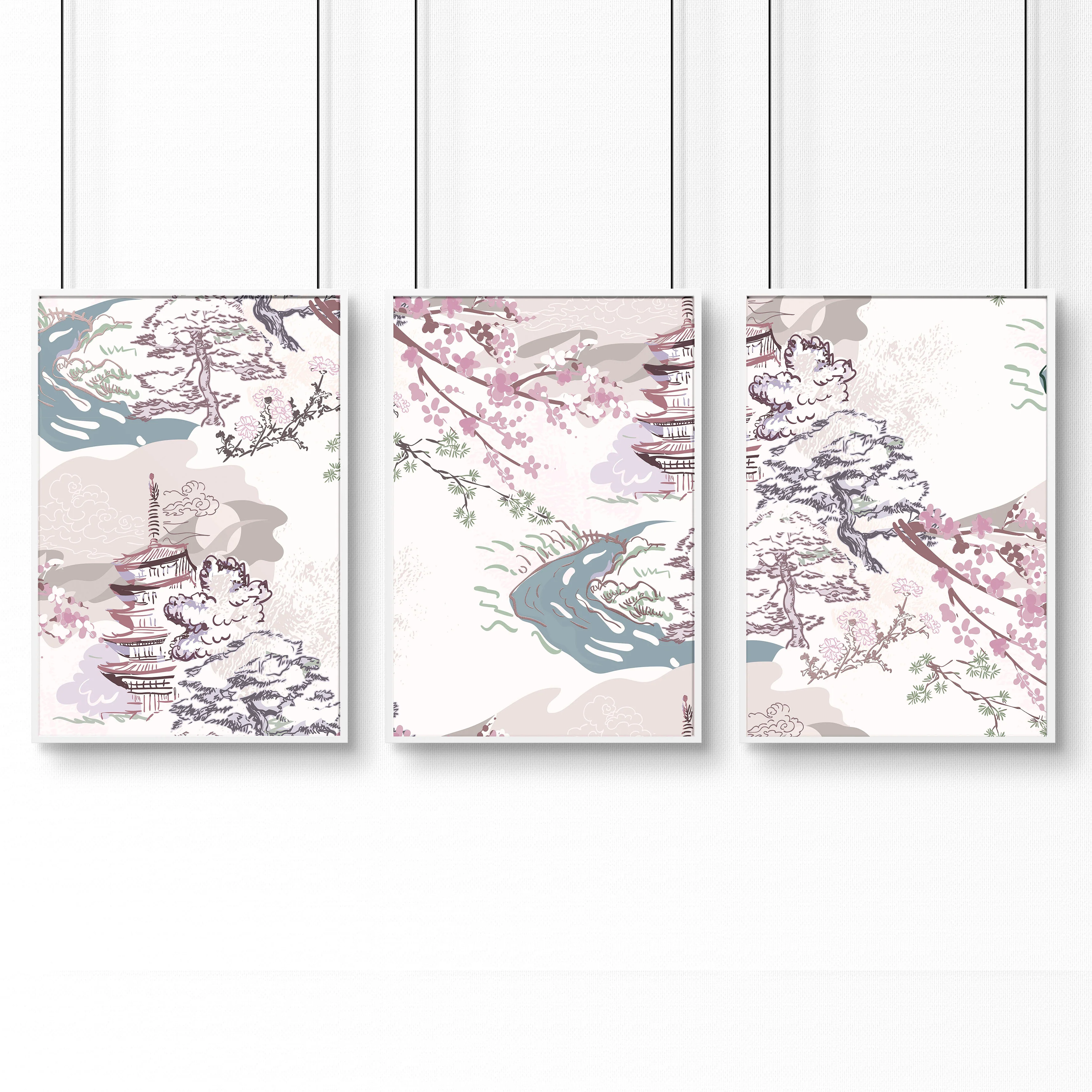 Chinoiserie wall art for home office decor | set of 3 framed wall art - Image 10